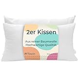 Kissen für Bett 40x80 cm Kopfkissen 2er Set Innenkissen Hypoallergene Anti-Milben Weiche Kissenfüllung mit Kissenbezug Baumwolle und Polyes. Abnehmbarem und Waschbaren Schlafkissen für Haus / Hotel