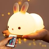 Nachtlicht Kinder Nachtlicht Baby,16 Farben+Dimmbar+Fernsteuerung+USB Wiederaufladbar Kawaii Deko Nachtlampe Kinderzimmer Deko Mädchen Hase, Nachttischlampe Kinder Kinderzimmer Deko, Geschenke Mädchen