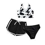 Alliwa Baby Bikini Mädchen Mit Hose Badeanzug Mädchen 164 Mit Hose Tankini Mädchen 158/164 Niedlich Wassermelonen Druck Badeanzug für Kinder Mädchen Badebekleidung, Schwarz#02, 11-12 Jahre