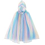 Hifot Kinder Umhang Prinzessin Bunt Cape,Tüll Glitzer Pailletten Cape Prinzessin Party Kostüm Prinzessinnen Umhang mit Kapuze,Karneval Party Outfits Cosplay für Mädchen