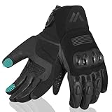 WESTWOOD FOX Motorradhandschuhe für Damen und Herren. Winter-Motorradhandschuhe aus wasserdichtem Thermo-Touchscreen-Leder für BMX, ATV, MTB-Rennen und Outdoor-Aktivitäten, Schwarz, M