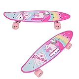 Skateboard Komplett 23×6 Zoll Skateboard Kinder Skateboard Rosa für Mädchen Anfänger Skateboards aus PVC mit PU-Blitzräder (#3 Einhorn)