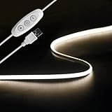 Fosingut COB LED Streifen 2m,5V USB LED Strip Naturweiß Dimmbar,4000K CRI 90+ 960 LEDs Lichtleiste LED Band Selbstklebend Stripes für Küche,4mm TV LED Hintergrundbeleuchtung,Spiegel,PC,Schlafzimmer