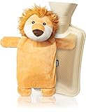 Mouji® Premium Wärmflasche Kinder Löwe mit Bezug flauschig 0,75l | Wärmflasche Kuscheltier| Wärmflaschen, Erwachsene Wärmflasche Tier | Wärmeflaschen, Wärmetier, Bettflasche für Kinder, Wärmebeutel