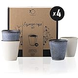 Origeens ESPRESSOTASSEN SET I 4x Keramik Espressotassen, handgefertigt in Portugal I Espressotasse 120 mL x4 I Originelle Geschenkidee