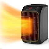 Heizlüfter Energiesparend Leise, 1800W Mini Elektroheizung Radiator Elektrisch Heizgeräte, 3 Timer Heizung Heater, Überhitzungs Kippschutz Heizstrahler Innenraum - Schwarz Heizlüftern Heizkörper