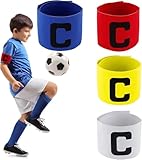 4 Stück Kapitänsbinde Kinder Fussball Capitan Armbinden, Verstellbare Kapitansbind Kinder, Multicolor Kapitän Band Fußball Elastic Spielführerbinde, Kapitäns Armbinden für kinder Junior Vereine Sport