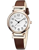 CIVO Damenuhr Braun Analog Quarz Wasserdicht Armbanduhr für Frauen Leder Minimalistische Klassisch Elegante Lässig Kleid Geschenke Uhren fur Damen Frauen