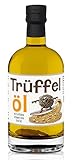 Schwarzes Trüffelöl mit echtem Trüffel, 250ml. Mit Premium Nativem Olivenöl Extra Vergin. Ideal für Pasta, Saucen und mehr. Für vegane und glutenfreie Ernährung geeignet.