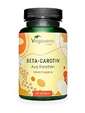 Beta Carotin Kapseln | Preis-Leistungs-Sieger 2024* | 100% natürlich aus Karotten Extrakt | Bräunungskapseln - Augen* | Deutsche Produktion Vegavero® | Laborgeprüft, vegan, ohne Zusätze | 180 Kapseln