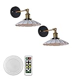 Modern Innen Wandlampe, 2-Pack 100 Lumen schnurlose led Fernbedienung batterielauf Regenschirm Schatten Wand Sconce Light figiture for Schlafzimmer Badezimmer loft Wand dekor - einfache Installation,