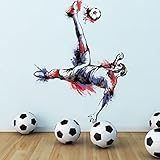 Runtoo Wandtattoo Fußballspieler Wandsticker Fußball Sport Wandaufkleber Schlafzimmer Jugendzimmer Kinderzimmer Junge Wanddeko