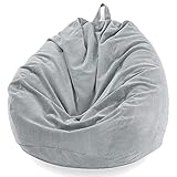 Chickwin Sitzsack ohne Füllung für Erwachsene und Kinder, Cord Sitzkissen Bodenkissen Kissen Sessel BeanBag Sitzsäcke für Outdoor & Indoor Gaming Entspannen (Grau,100x120cm)