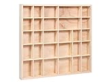 Alsino Setzkasten 3.5T x 45B x 40H cm - Holz Deko Regal Natur (Sk-17) Sammlerkasten Sammlervitrine Sammelbox Unbehandelt Figuren Mineralien SK-16-19