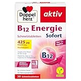 Doppelherz B12 Energie Sofort – Vitamin B12 trägt zur Verringerung von Müdigkeit und Erschöpfung bei – Vegan und hochdosiert – 30 Schmelztabletten