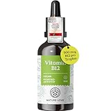 NATURE LOVE® Vitamin B12 Tropfen Vegan (900 Tropfen, 50ml flüssig). B12 duo-aktiv: Methyl- & Adenosylcobalamin. Hoch bioverfügbar, laborgeprüft, ohne Zusätze, in Deutschland produziert