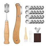 Bäckermesser 2pcs Teigmesser Messer Brot Einschneiden Teigritzmesser Bäckerklinge Brot Lahm Scoring Tool Set Bäckermesser mit 20 Brotklinge Für Diy Brotteig Muster mit Brotbürste und Schutzhülle