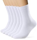 EIISSION Socken Herren Damen 35-38 Weiß Warme Sportsocken Unisex Business Lange mit Baum-wolle Haltbarkeit für Sport Freizeit 6 Paar