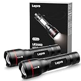 Lepro LED Taschenlampe, LE2000 Extrem Hell LED Taschenlampen mit 5 Modi, Zoombare Camping Handlampe, Wasserdichte Flashlight für Camping, Outdoor, Wandern, Angeln, Geschenk (2 Stück)