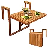 Stockholm verstellbar, zusammenklappbar Balkon Deck Tisch Terrasse Geländer Tisch Aufhängen (Golden Teak) von interbuild丨60 x 45cm