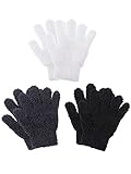 Geyoga 3 Paar Kinder Strickhandschuhe Winter Warme Vollfinger Handschuhe (Dunkelgrau, Schwarz, Weiß, L)