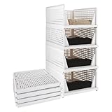 LOPYXBR 4 Stück Kleiderschrank Organizer Stapelbar Schrank Organizer Kleiderschrank Aufbewahrungsboxen Faltbaren Closet Organizer Schubladeneinsatz Kleiderschrank für Schlafzimmer, Küche, Badezimmer