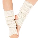 Tukistore Damen Warme Gestrickte Socken Beinlinge Stiefel Häkeln Lange Leg Warmers,Yoga Socken Beinwärmer Knit Gamaschen Gestrickte Socken, Weiß, Einheitsgröße