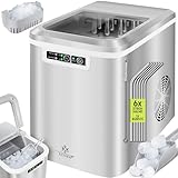 KESSER® Eiswürfelbereiter | Eiswürfelmaschine Edelstahl | Ice Maker | 12 kg 24 h | Zubereitung in 7 min | 2,2 Liter Wassertank | 2 Eiswürfel-Größen | LED-Display | Selbstreinigungsfunktion | Silber