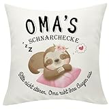 Yamonic Geschenke für Oma Muttertagsgeschenk Geburtstagsgeschenk für Oma Faultier Geschenk Faultier Kissenbezug 45x45cm Geschenk zum Muttertag Omas Schnarchecke Geschenk Oma Kissenbezug