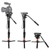 COMAN Professionelles Video Einbeinstativ mit Schwenk Fluidkopf und Stativfuß für DSLR Videokameras-Camcorder sowie Extrem leicht und reisefreundlich Maximale Höhe 180 cm tragendes Gewicht 8kg monopod