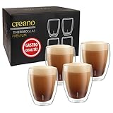 Creano PREMIUM doppelwandige Trinkgläser 400ml - 4er Set - Gastronomie Qualität - 100% Spülmaschinenfest - NEUHEIT 2024