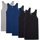 NUOZA Unterhemd Herren Tank Top 5er Pack Feinripp Muskelshirts Baumwolle alle Größen und Farben-Schwarz Blau Grau,M