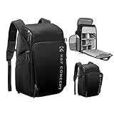 K&F Concept Kamerarucksack, Fotorucksack für Fotografen, Kamerarucksack mit 16Zoll-Laptopfach, kompatibel für Canon/Nikon/Sony/DJI Mavic Drone (Alpha Rucksack 25L), Schwarz