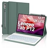 Tastatur für Lenovo Tab P12 12,7 Zoll, Tastaturhülle für Lenovo P12 2023, italienische magnetische Tastatur mit Hintergrundbeleuchtung Bluetooth für Lenovo P12 Pro Tablet 12,7 Zoll (TB370FU),