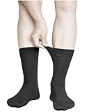 vitsocks Herren ohne Gummibund 98% Baumwolle lockere Socken (3 PAAR) Bequemsocken weicher Bund dünn, schwarz, 42-43