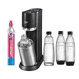 SodaStream elektrischer Wassersprudler E-DUO mit Quick-Connect CO2-Zylinder| inkl. 1x 1L Glasflasche und 2x 1L FUSE Kunststoffflasche (spülmaschinengeeignet) | Farbe: Titan