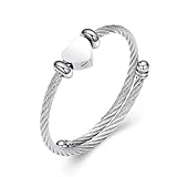 AIWENXI Einäscherung Armreif Herz Stahl Ring Urnen Armband für Asche Edelstahl Liebhaber Andenken Armband Gedenkurne Asche Halter Armband Schmuck für Männer Frauen