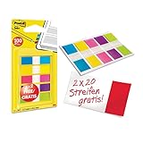 Post-it 683-5CBP Index Mini Promotion 5 x 20 Haftstreifen im Spender, 11,9 x 43,2 mm, türkis, gelb, pink, lila, grün