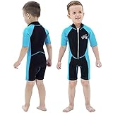 NATYFLY Kids Shorty Neoprenanzug 2.5mm Kinder Neopren Thermal Badeanzug UV-Schutz Badeanzüge für Mädchen Jungen One Piece WetSuits (Blau, 8 Jahre)