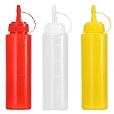 Arcjunys Squeeze Flasche Plastik Quetschflasche mit Kappen Dosierflasche 230ml 8oz Spritzflasche Saucenflasche Squeeze Bottle Condiment Flaschen für Ketchup Saucen Senf Salatdressing Mayo 3 Stück