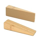 LLMtn 2 Stück Bambus Fester Türstopper boden mit Gummi,Holzkeile für alle Arten von Türen,Türstopper rutschfest für alle Böden,Türstopper rutschfest,bamboo Door stoper