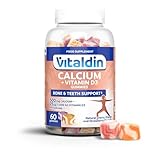 VITALDIN Calcium + Vitamin D3 Gummies – 500 mg Kalzium & 1.000 IU Vitamin D – 60 Fruchtgummis (1Monat) Fruchtgeschmack – für die Erhaltung normaler Knochen und Zähne – Glutenfrei – Kinder & Erwachsene