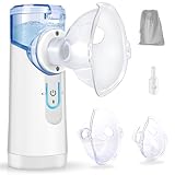 Inhaliergeräte für Erwachsene Vernebler Inhaliergerät Kinder, geräuscharmes Tragbar Mesh Nebulizer Inhalator Set USB wiederaufladbar mit Mundstück und Masken