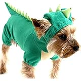 DELIFUR Dinosaurier Hund Halloween Kostüm Haustier Dino Hoodie für kleine und mittlere Hunde (Grün, XL)