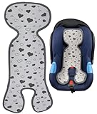 HECKBO Baby Sitzauflage Sommer Antischwitz für Kinderwagen - Gruppe 0 - Babyschale für Baby Kinder Matte - Mädchen Jungen - grau mit Herzen