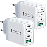 2er Pack USB C Ladegerät, Aioneus 40W 4Port Stecker USBC Adapter Mehrfach Typ C Handy Netzteil für iPhone 16 15 Pro Max Plus XR SE iPad, Samsung Schnellladegerät USB-C Ladestecker Ladeadapter Charger