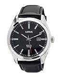 Lorus Herren-Uhr Solar Edelstahl mit Lederband RX339AX9