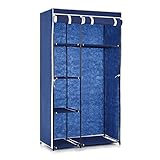 KIZQYN Tragbare Garderobe Stoff Schrank Kleiderschrank Kabinett Roll up Kleidung Lagerung Organizer Kleiderbügel Rack mit 5 Fachböden 1 Hängestange Faltschrank