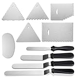 Artscope 4 Winkelpalette Set Edelstahl Streichpaletten Tortenmesser Zuckerguss Streichmesser mit 6 Icing Spatel Smoother Zuckerguss Glatter für Fondant Torte und Kuchen Dekorieren (Set A)