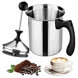 Milchaufschäumer Manuell,800 ml Double Mesh Milchaufschäumer,Edelstahl Milk Frother,Manuelle Milchaufschäumer Für Kaffee,Latte,Cappuccino,Milk,Macchiato